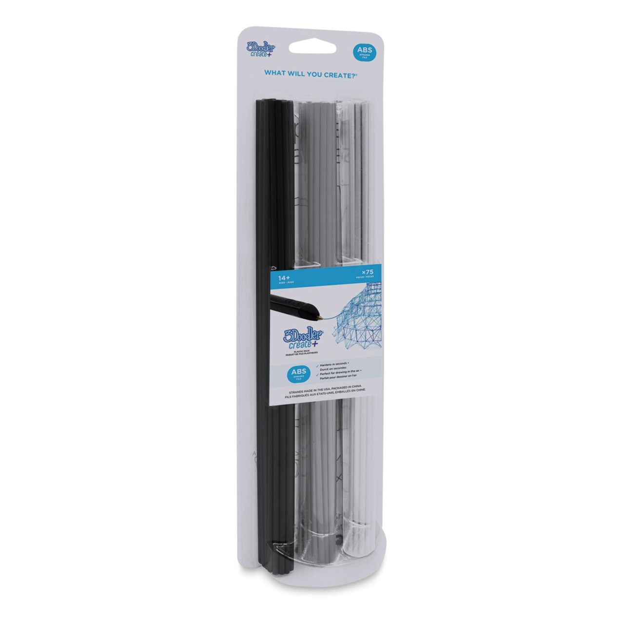 3Doodler ABS Plastic Refill Sticks - Essential Colors, Pkg of 75
